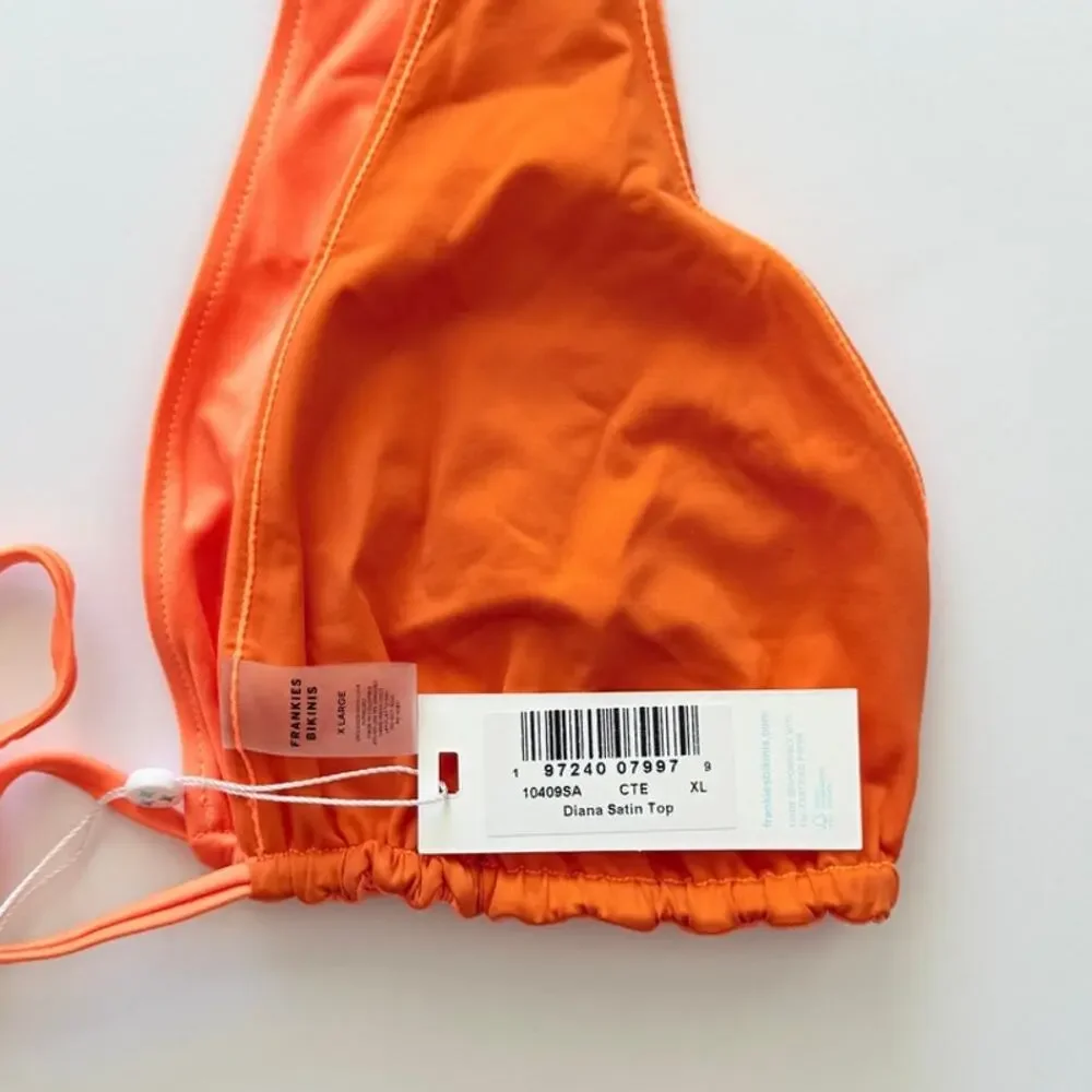 Frankies Bikinis Diana Shine Halter Bikini Top - Cuties Orange - XL